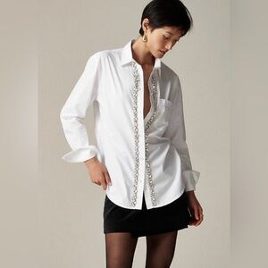 J.Crew Embellished Garçon shirt with tulle in cotton poplin